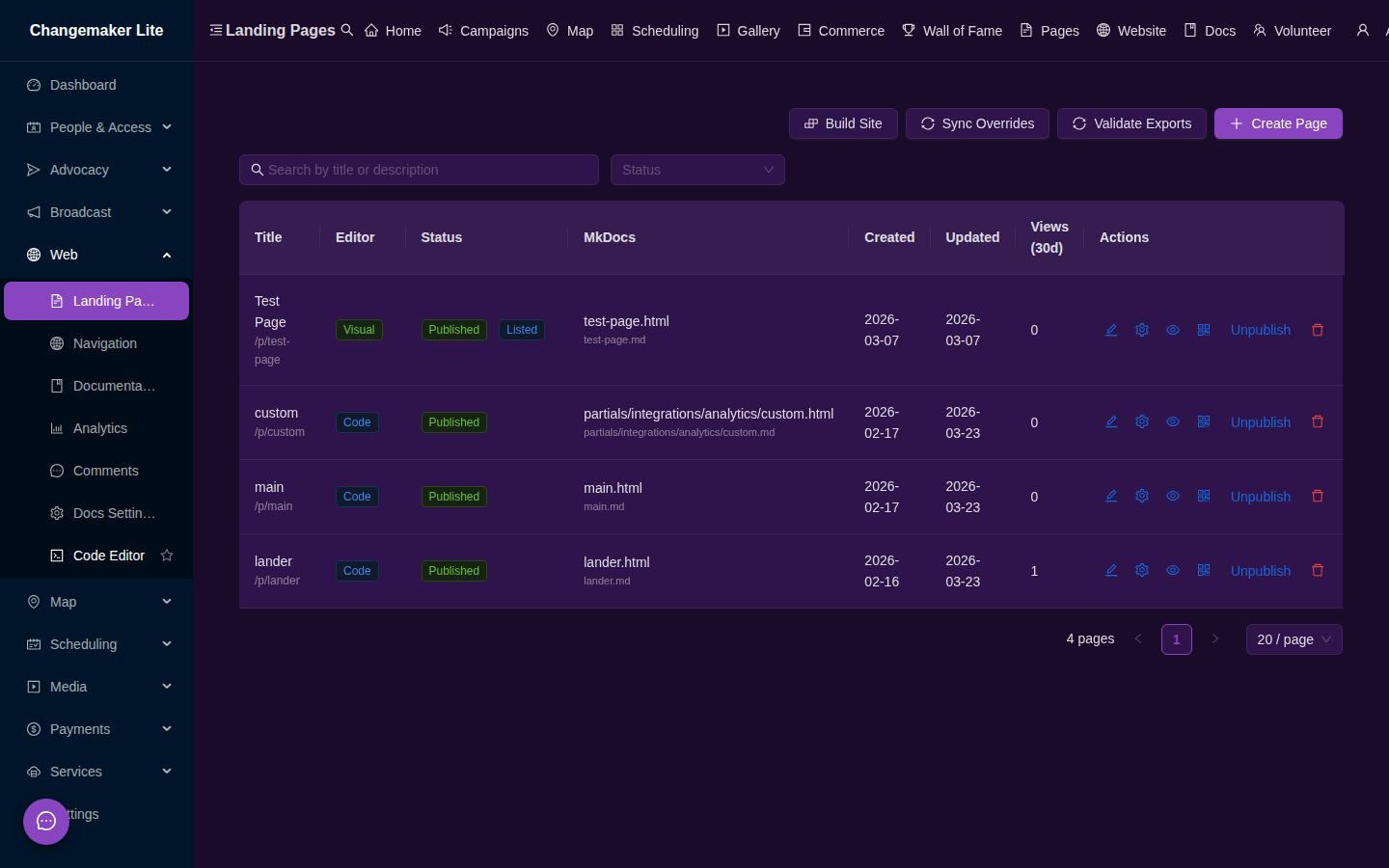Landing page builder